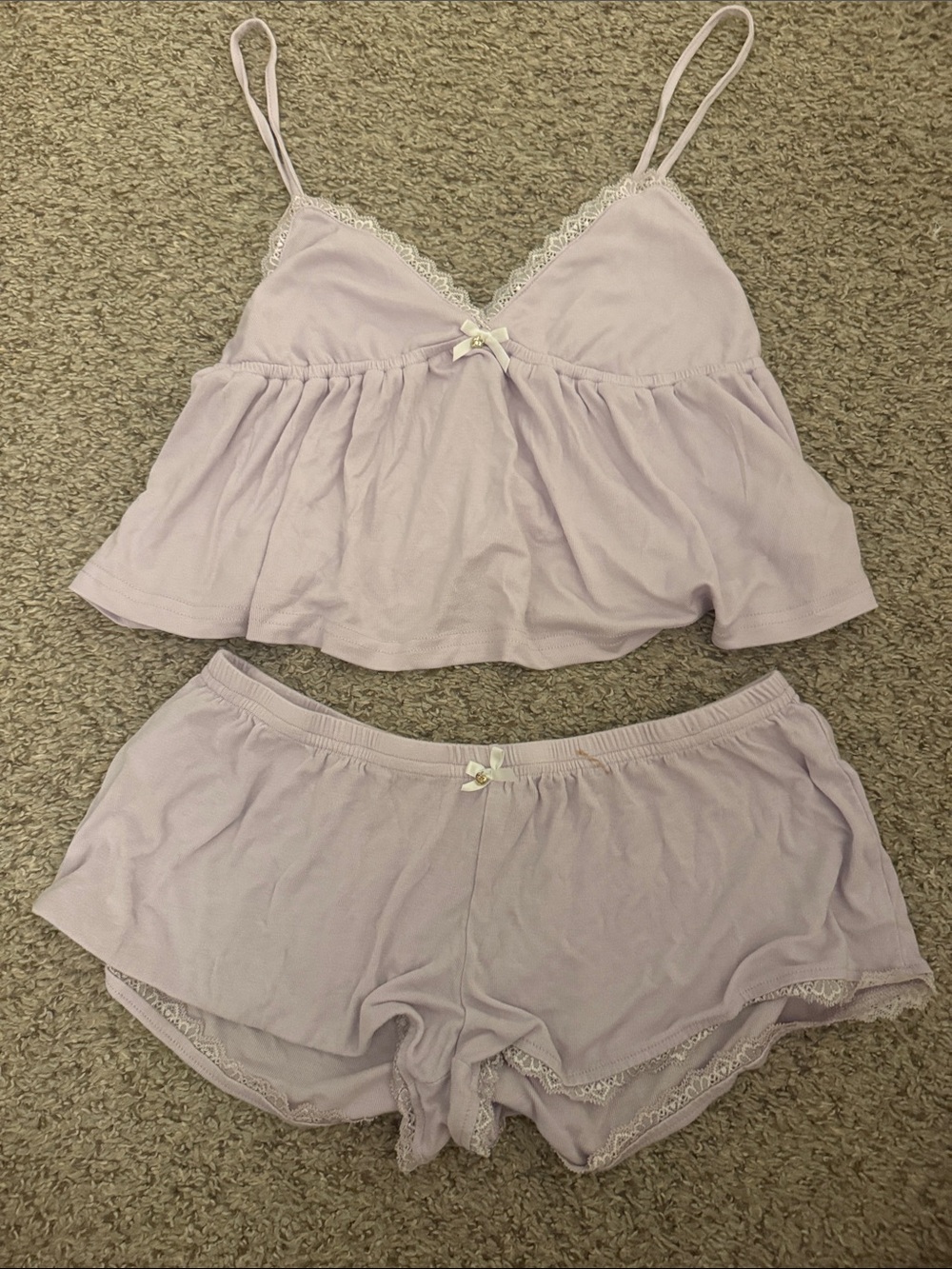Edikted Lavender Lace-Trim Bralette & Short Sleep Set